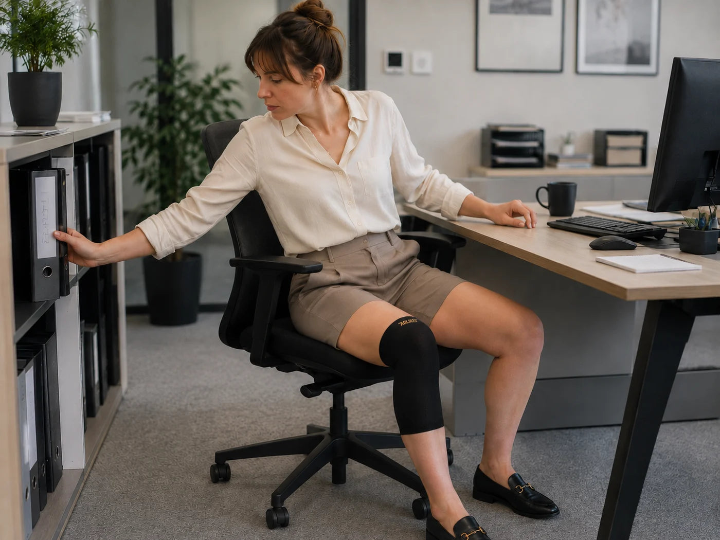Genouillère AOLIKES portée au bureau